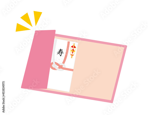 ご祝儀袋とふくさのベクターイラスト 熨斗 水引