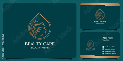 Hand drawn set of feminine logo templates for beauty and business cards