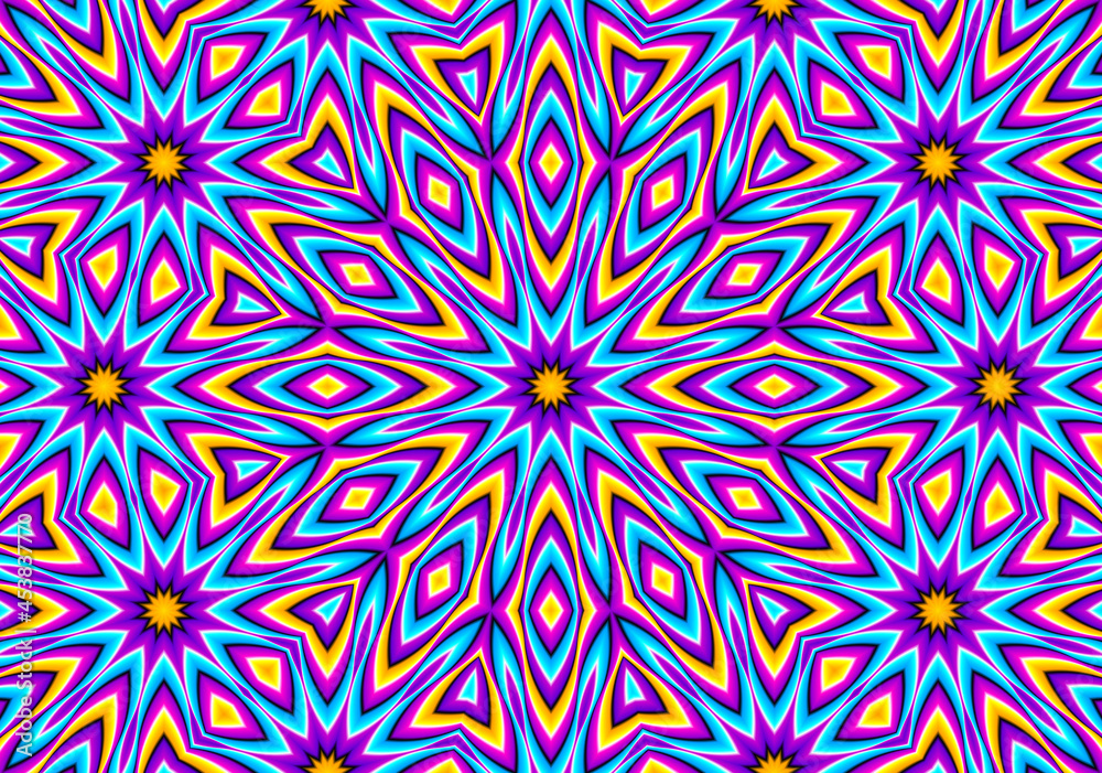 Blue card with flowers. Motion illusion.