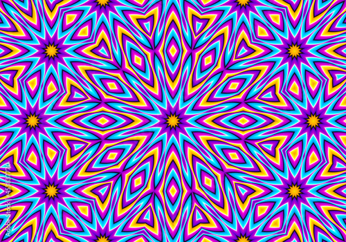 Blue card with flowers. Motion illusion.