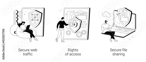 Data transfer abstract concept vector illustrations.