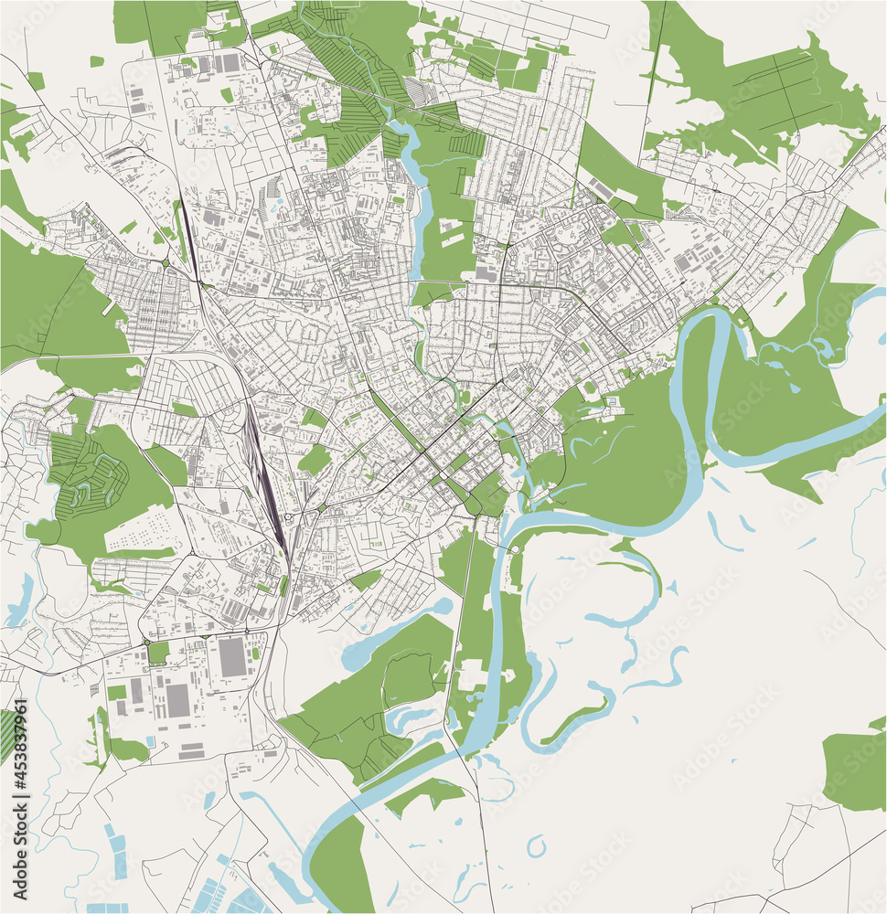 map of the city of Chernihiv, Ukraine
