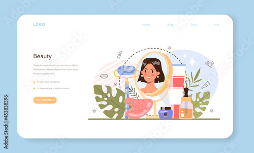 Cosmetologist web banner or landing page. Skin care procedure