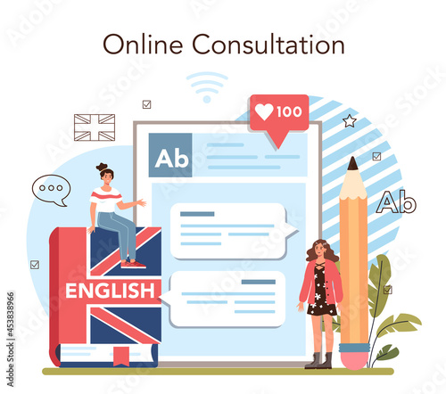 English class online service or platform. Study foreign languages