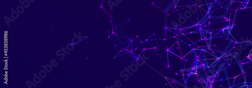 Polygonal background with dots and lines. Network connection structure. Science and technology. 3d © Ihor