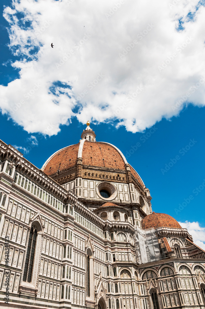 view of the dome of Santa Maria del Fiore church and old town in Florence Basilica di Santa Maria del Fiore in Florence, Italy