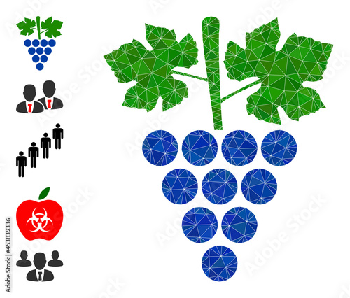 Triangle grapes bunch polygonal symbol illustration, and similar icons. Grapes Bunch is filled with triangles. Low-poly grapes bunch designed with scattered filled triangles.