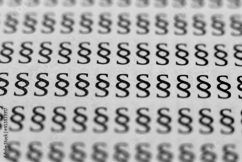Photos many small black paragraph characters bokeh law sign