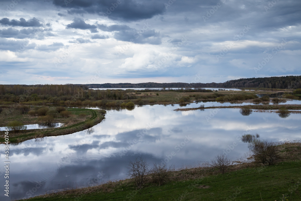 Rural Russian landscape. Sorot river