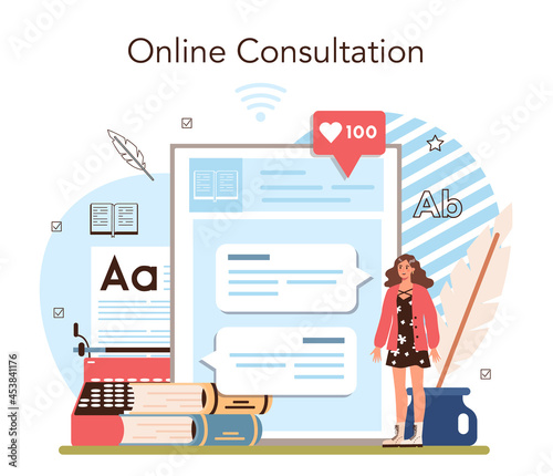 Literature school subject online service or platform. Study ancient writer