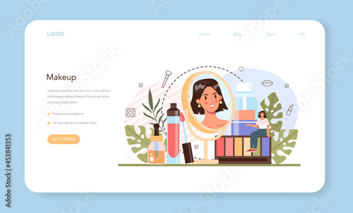 Make up artist web banner or landing page. Professional artist