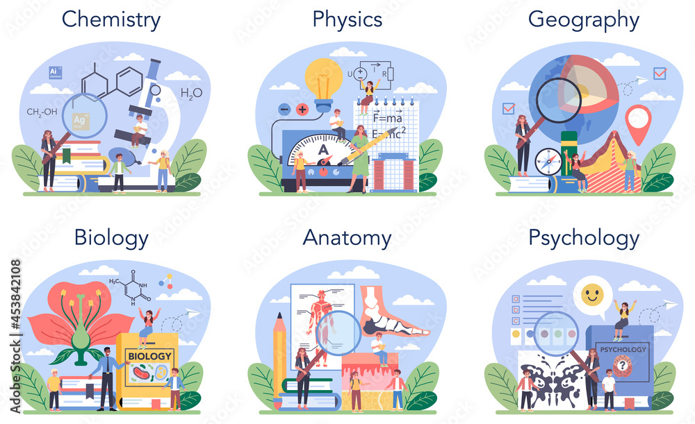 Fototapeta premium Natural school subject or educational class set. Student studying