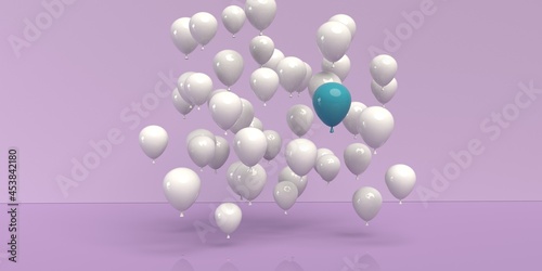 Fototapeta Naklejka Na Ścianę i Meble -  One out unique floating balloon concept - 3D