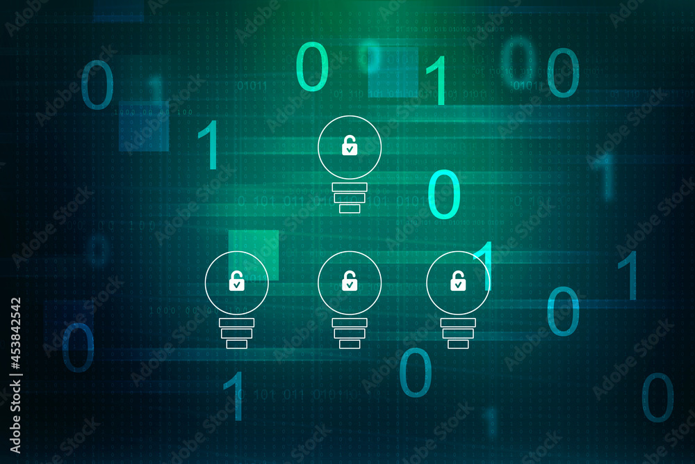 2d illustration Safety concept: Closed Padlock on digital background