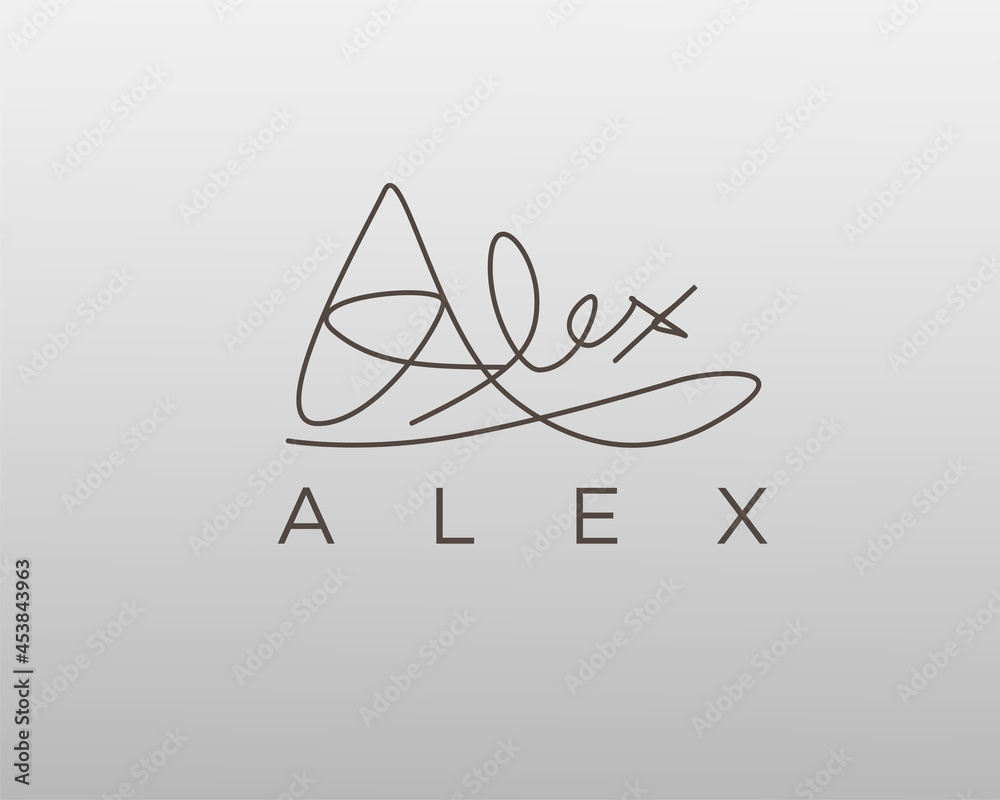 logo name Alex usable logo design for private logo, business name card web icon, social media icon - obrazy, fototapety, plakaty 