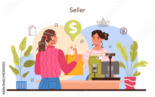 Seller concept. Professional worker in the supermarket, shop