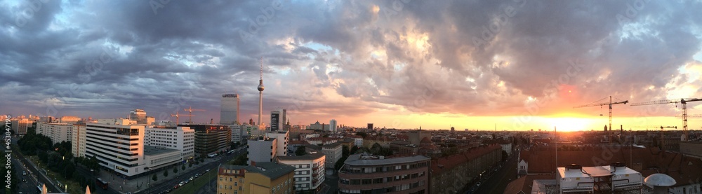 Berlin skyline panoramic sunset