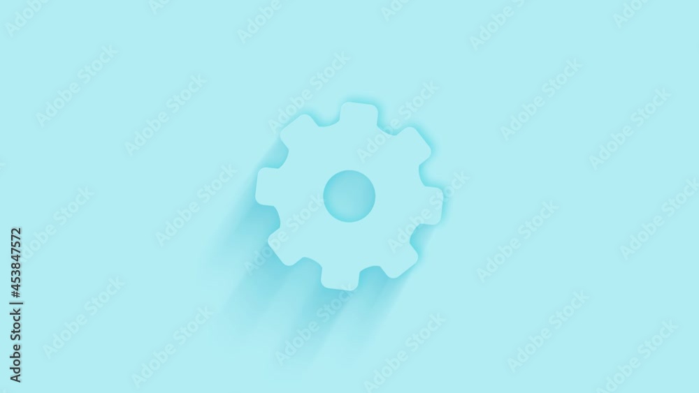 Animated gear wheel icon with shadow on blue background. Neumorphism minimal style. Transparent background. 4K video motion graphic animation. Animated gear wheel icon with shadow on blue background. Neumorphism minimal style. Transparent background. 4K video motion graphic animation.