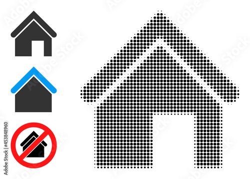 Halftone home. Dotted home generated with small circle dots. Vector illustration of home icon on a white background. Halftone pattern contains circle dots.