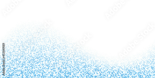 Abstract blue halftone dotted border.
