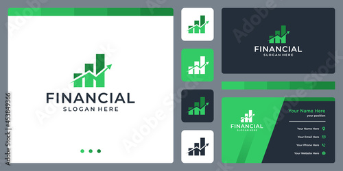 Financial investment chart logo design template with growth analytic arrows design vector illustration. Symbol, icon, creative.