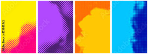 Set of abstract halftone colorful backgrounds.