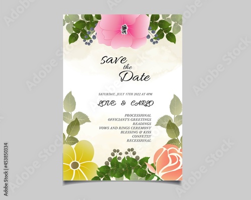soft wedding invitations flower and leaves