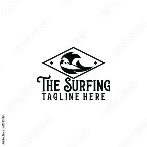 Surfing logo template vector. Surfing logo concept vector
