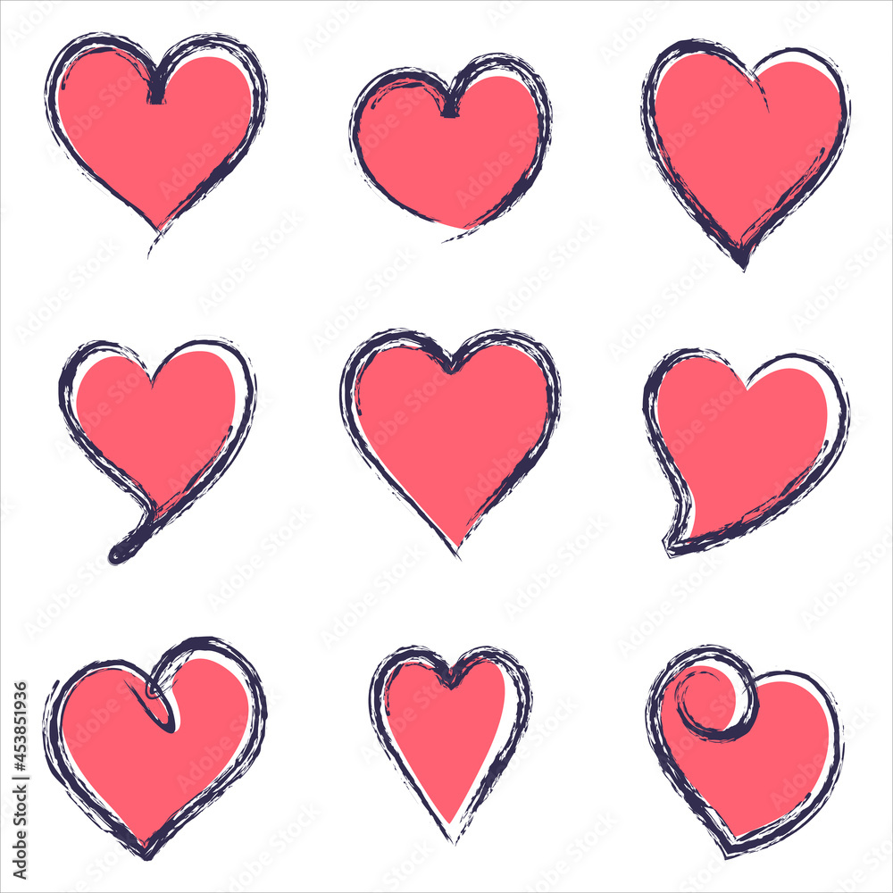 A vector illustration of Rough hand drawn heart marker isolated on a white background
