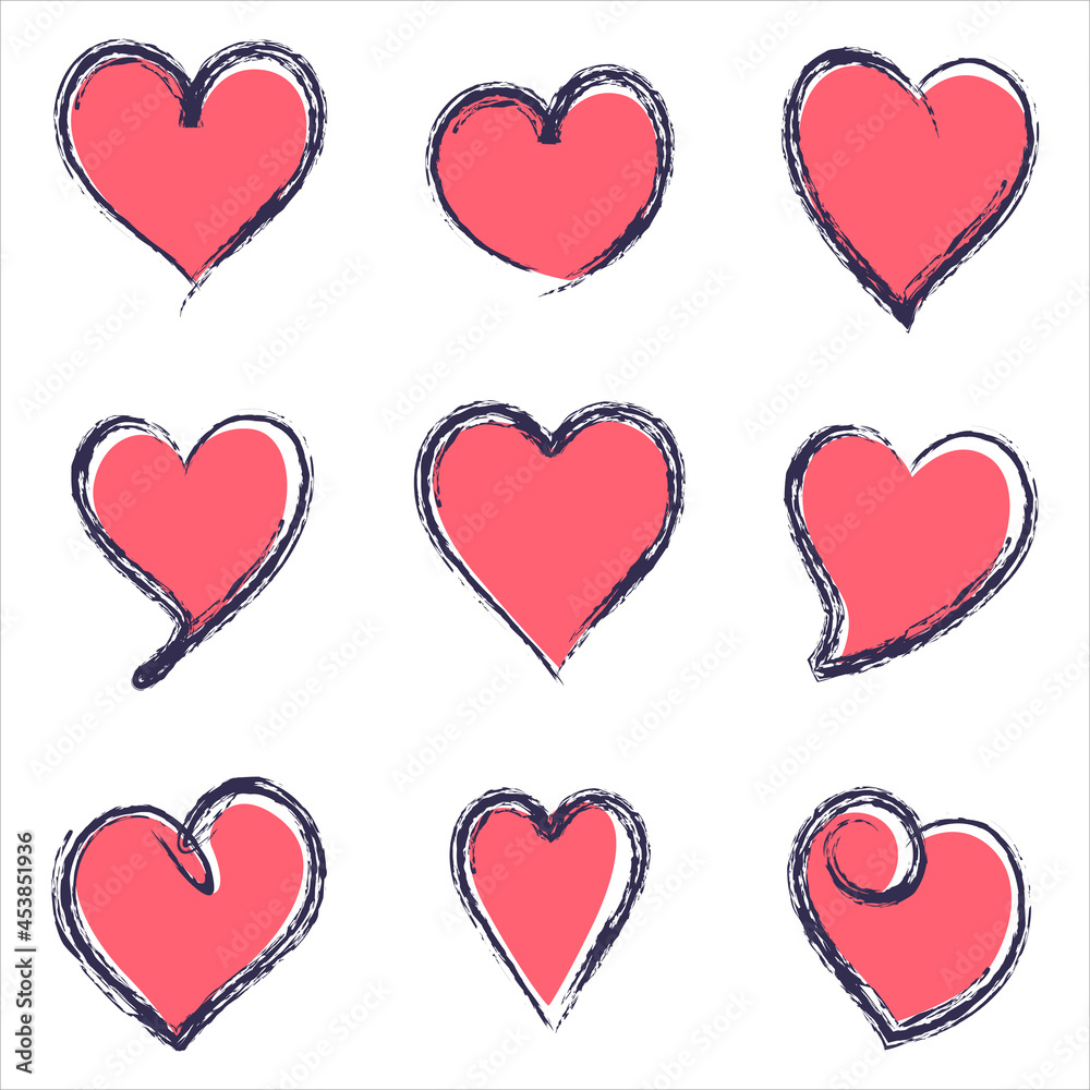 A vector illustration of Rough hand drawn heart marker isolated on a white background A vector illustration of Rough hand drawn heart marker isolated on a white background
