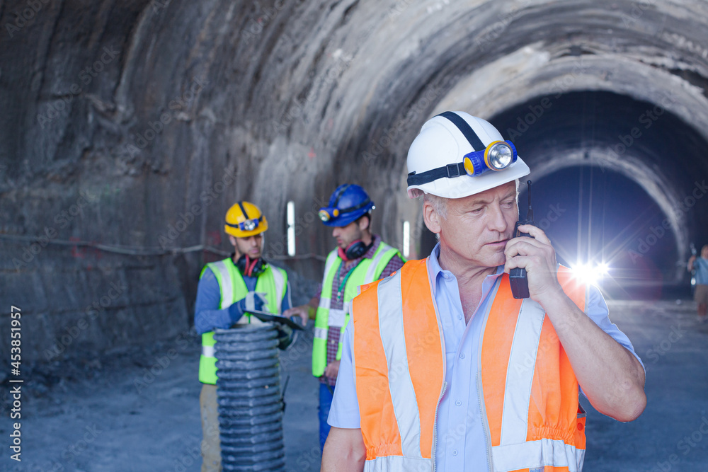 Fototapeta premium Workers talking in quarry