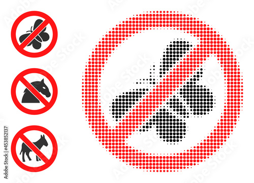 Halftone stop butterfly. Dotted stop butterfly generated with small round pixels. Vector illustration of stop butterfly icon on a white background. Halftone pattern contains round pixels.