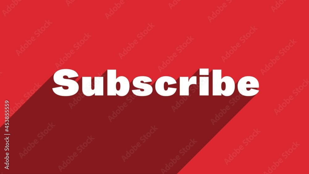 SUBSCRIBE white letters with shadow moving banner animation on red background. 4K Video motion graphic animation. SUBSCRIBE white letters with shadow moving banner animation on red background. 4K Video motion graphic animation.
