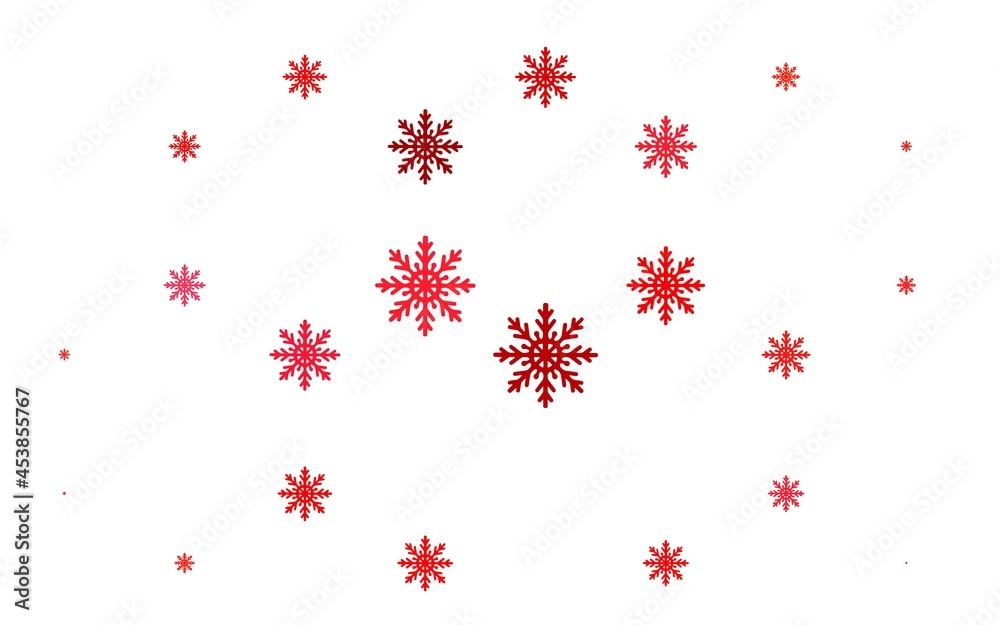 Light Red vector cover with beautiful snowflakes.