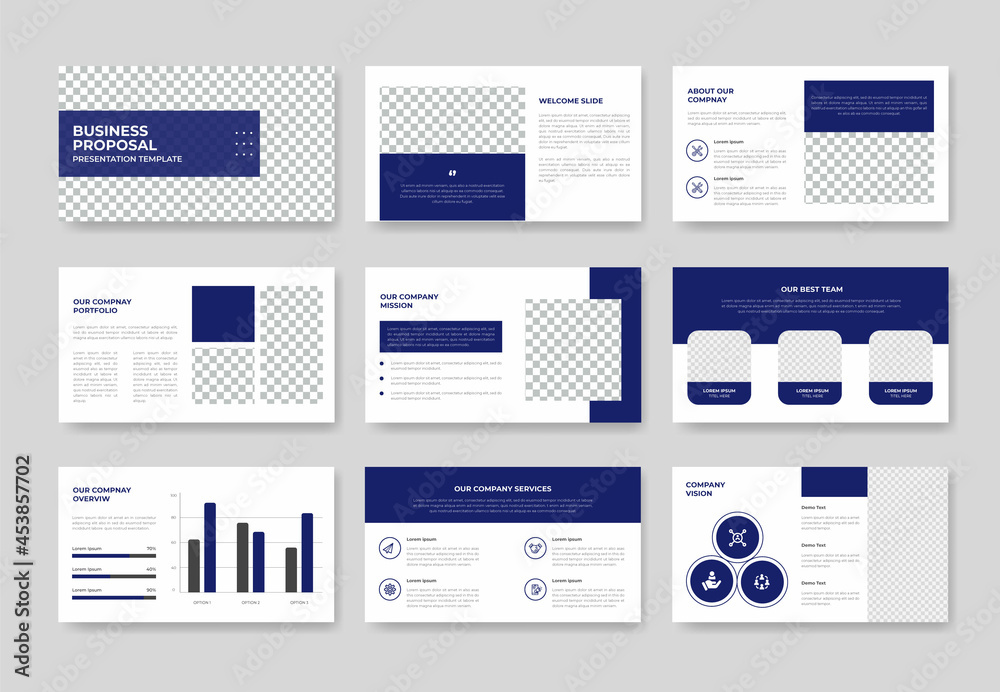Minimal business project proposal presentation slide template design, corporate annual report and company brochure, booklet, catalog design, PwoerPoint template or pitch deck template