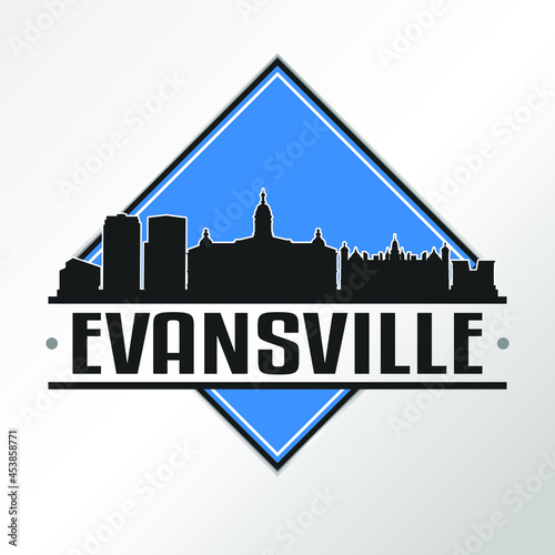 Evansville  IN  USA Skyline Logo. Adventure Landscape Design Vector Illustration.
