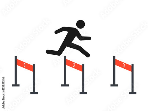 Man running obstacle race illustration. Clipart image