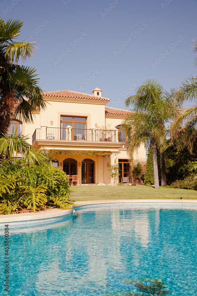 Luxury swimming pool and Spanish villa