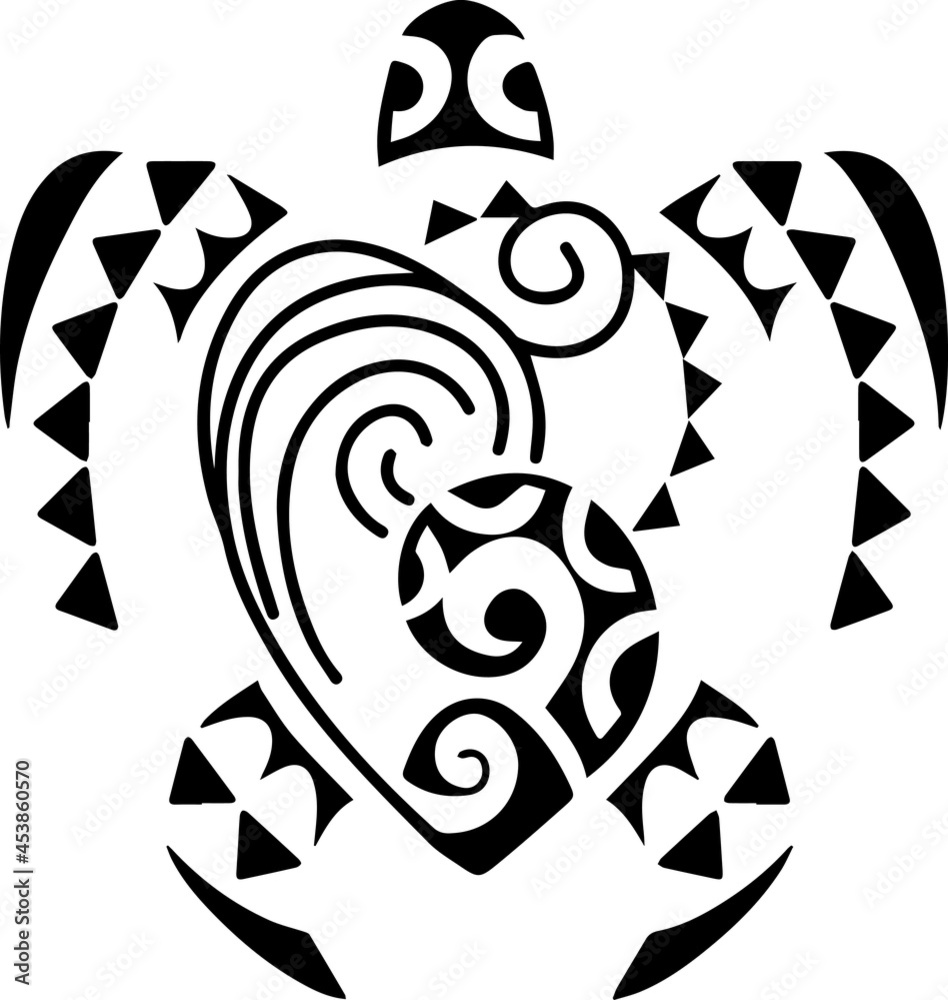Turtle tattoo tribal vector art. Polynesian design pattern, isolated ...