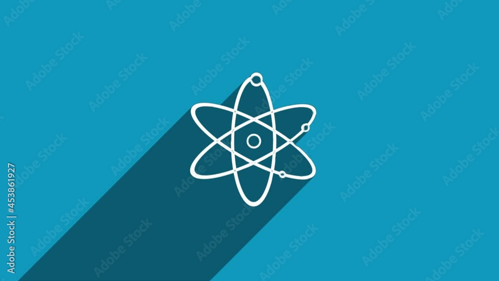 White line agnosticism icon with shadow isolated on blue background. Shadow reflection design. 4K video motion graphic animation.