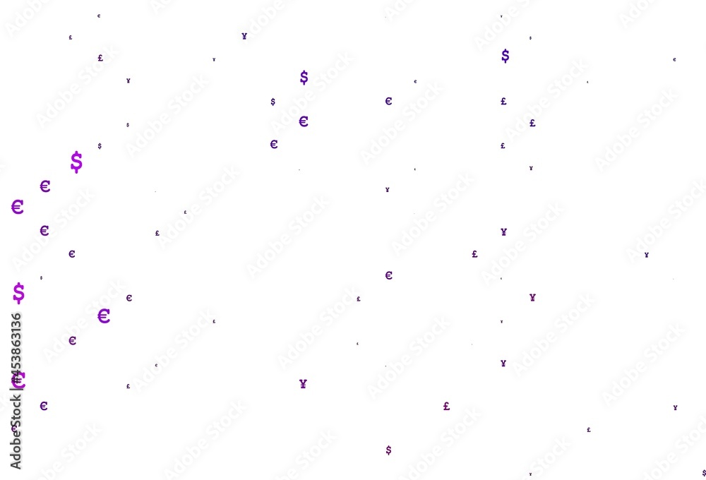 Light Purple vector cover with EUR, JPY, GBP signs.