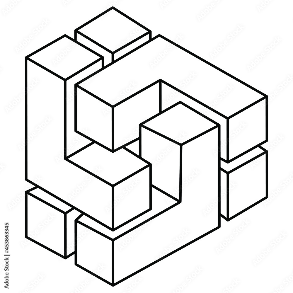 Impossible geometry symbol on a white background. Optical illusion shape. Sacred geometry figure. Op art object. Impossible geometry symbol on a white background. Optical illusion shape. Sacred geometry figure. Op art object.
