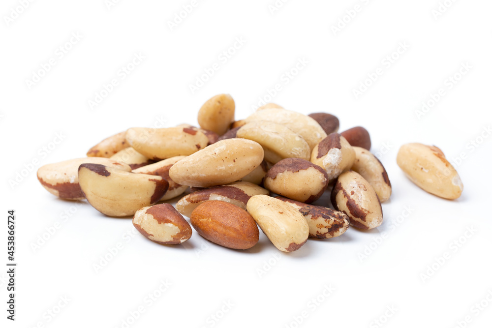 Brazil nuts (Bertholletia excelsa) isolated on white Brazil nuts (Bertholletia excelsa) isolated on white
