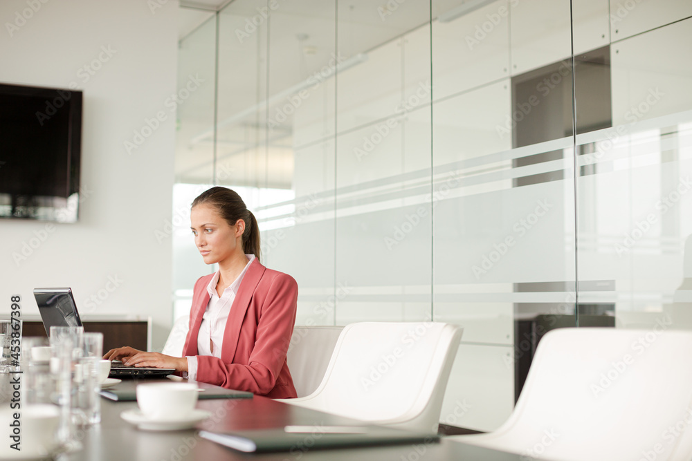 Businesswoman working at computer at desk