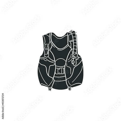Scuba Vest Icon Silhouette Illustration. Diver Clothes Vector Graphic Pictogram Symbol Clip Art. Doodle Sketch Black Sign.