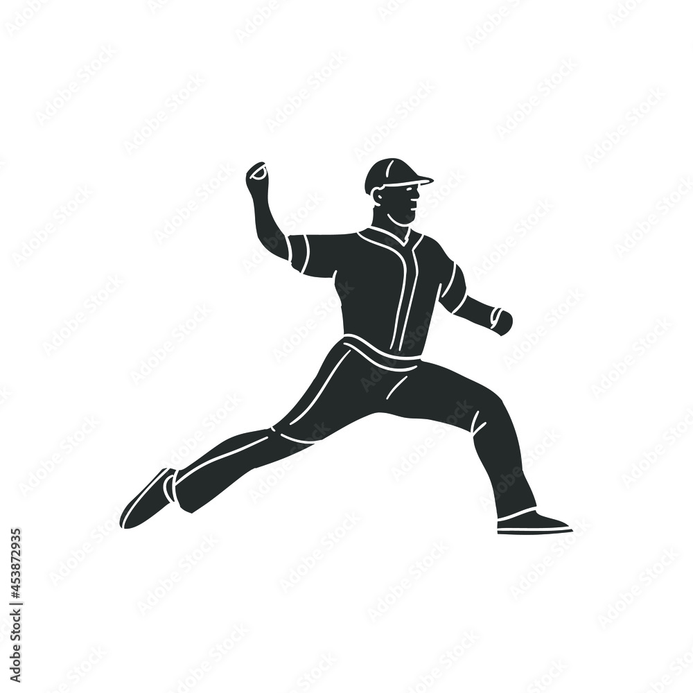 Pitcher Baseball Icon Silhouette Illustration. Men Sport Vector Graphic Pictogram Symbol Clip Art. Doodle Sketch Black Sign. Pitcher Baseball Icon Silhouette Illustration. Men Sport Vector Graphic Pictogram Symbol Clip Art. Doodle Sketch Black Sign.