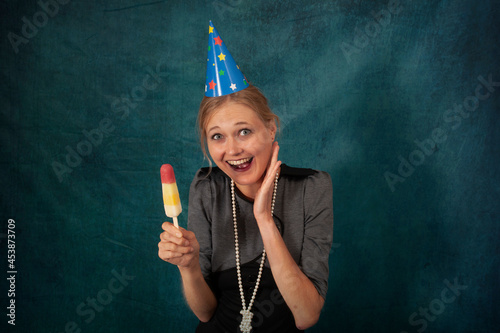 woman with ice cream stick
