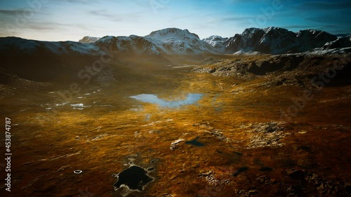 small lakes in Canada near mountains photo