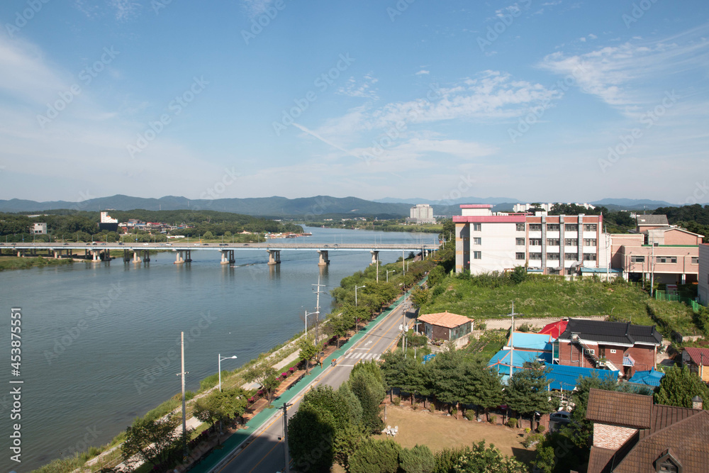 Namhangang Bridge and Yeoju High School in Yeoju, Korea