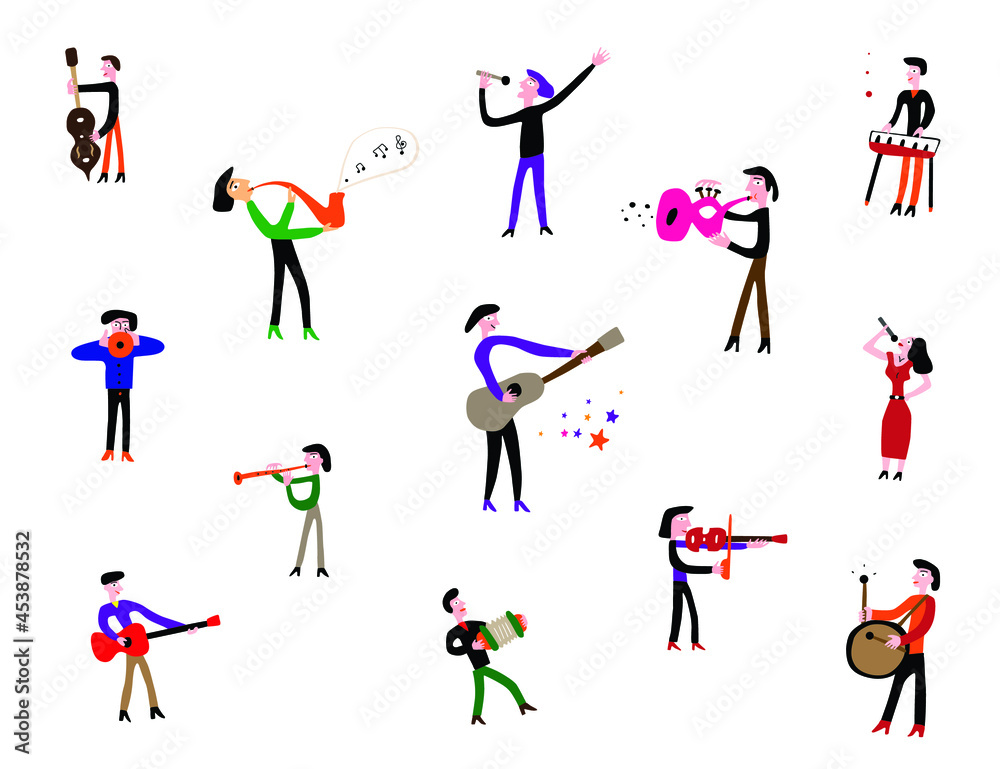 musicians orchestra - vector illustration , icon set